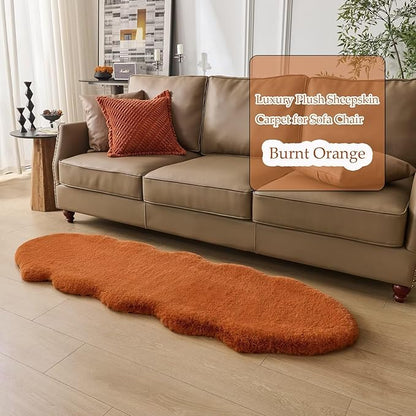 1700GSM Fuzzy Faux Sheepskin Fur Area Rug,Extra Soft Faux Fur Mat,Fluffy Shaggy Fur Rug for Bedroom Living Bedside Rug Room Decor-Burnt Orange, 2 x3 ft