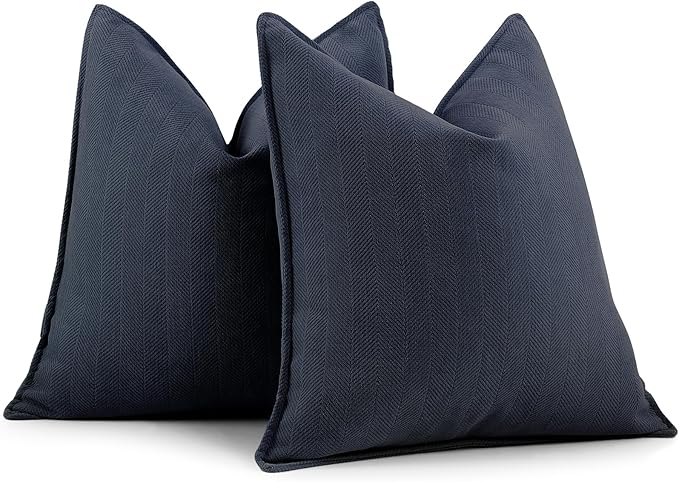ZWJD Navy Pillow Covers 26x26 Set of 2 Chenille Throw Pillow Covers with Elegant Design Soft and Luxurious Decorative Throw Pillows for Couch, Bed, and Home Decor