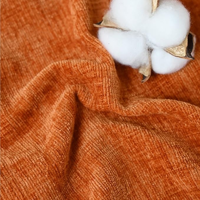 CaliTime Fall Decorative Couch Throw Pillow Covers 16 X 16 Inches Pack of 2 Cozy Chenille Piping Edge Cushion Cases for Sofa Bed Living Room Home Burnt Orange