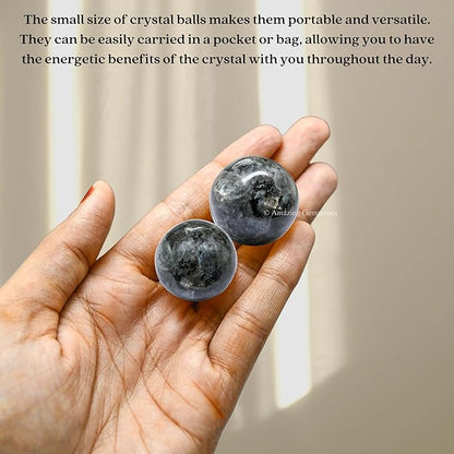 Amazing Gemstone Larvikite Crystal Ball - 1" Inches Crystal Sphere Meditation Balls for Witchcraft and Decorative Balls - Crystals and Healing Stones Beginners Gift (Pack of 1)