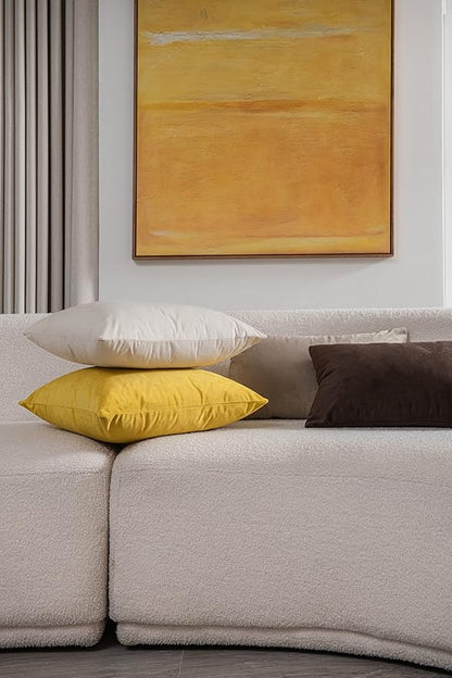 Couch Pillow Covers 20x20 Cream: 2 Pack Cozy Soft Polyester Square Throw Pillow Cases for Farmhouse Home Decor