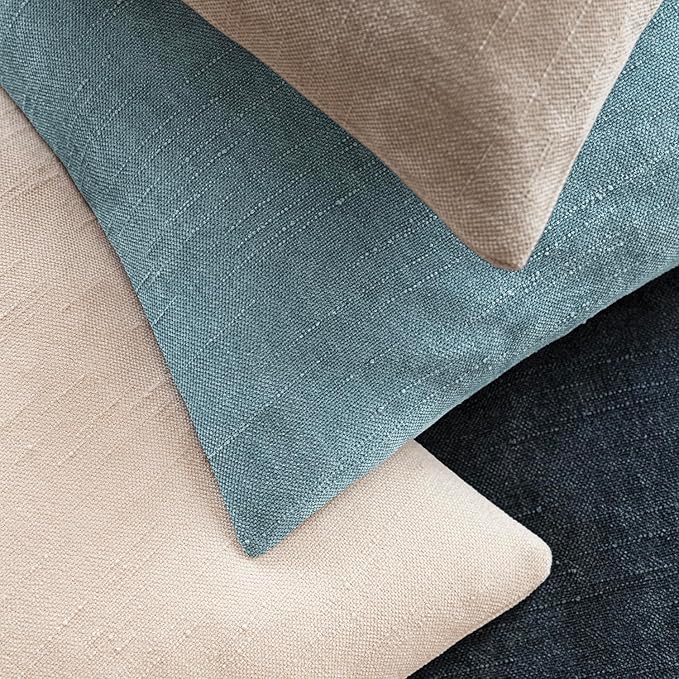 Foindtower Pack of 2 Textured Chenille Throw Decorative Pillow Covers Square Accent Solid Cushion Cover Neutral Farmhouse Pillow Case for Couch Sofa Bedroom Living Room 22x22 Inch,Light Blue