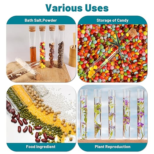 12pcs 30ml Glass Test Tube with Cork Stopper, 20x150mm Storage Tube with Cap, 12 Holes Acrylic Rack, Plant Propagation Vase, Tube Set for Scientific Experiments Lab Candy Liquid Party Decor