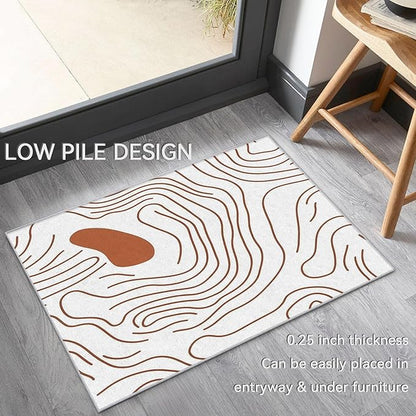 Abstract Rugs for Living Room - Abstract Swirl Area Rug, 3x5 Rug, Minimalist Boho Rug & Home Decor, Line Art Carpet & Room Decor, Washable Non Slip Anti Skid Rugs