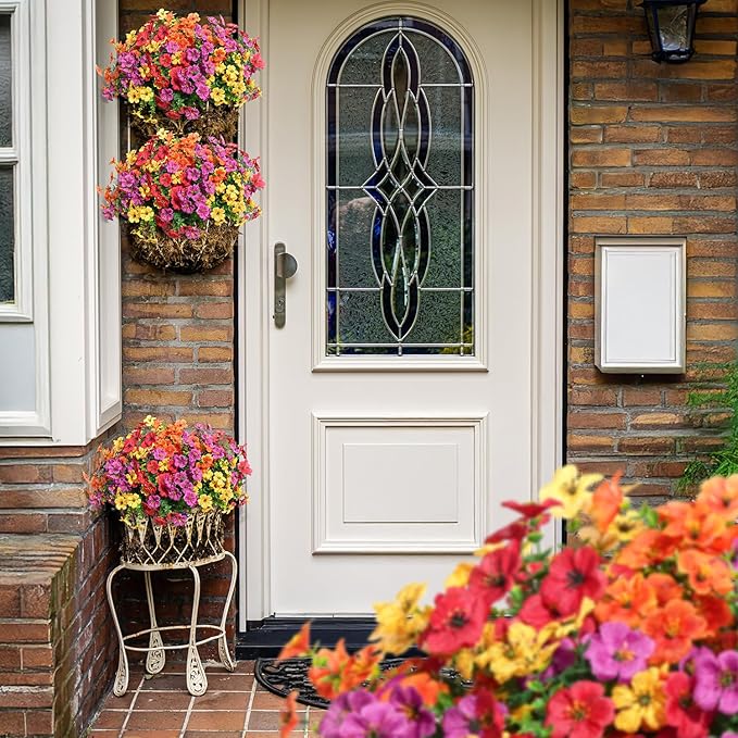12 Bundles Artificial Flowers for Outdoors Decorations, Spring Summer Multicolor Realistic Faux Silk Daisy, UV Resistant Fake Flowers for Patio Home Decor Garden Planter Window Box Yard