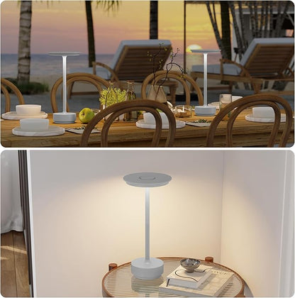 1 Pack Rechargeable Table Lamps Cordless, Portable 5000mAh Outdoor Table Light, 3 Color Stepless Dimming LED Table Lamp with Memory Function, for Home/Dinner/Patio/Restaurant.(Light Gray)