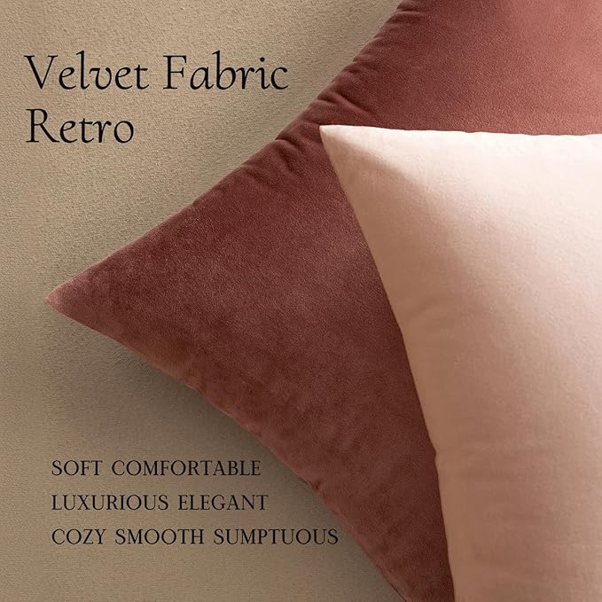 MIULEE Velvet Throw Pillow Covers 18x18 Inch, Pack of 2 - Pink, Super Soft Decorative Square Cushion Cases Modern Luxury Valentines Spring Home Decor for Sofa,Couch,Bed,Chair