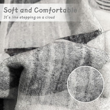 MUJOO 3x5 Rug Washable,Black and Grey Area Rugs for Bedroom Entryway Living Room Bedside,Small Boho Throw Floor Carpet Non Slip Soft Indoor Modern Abstract