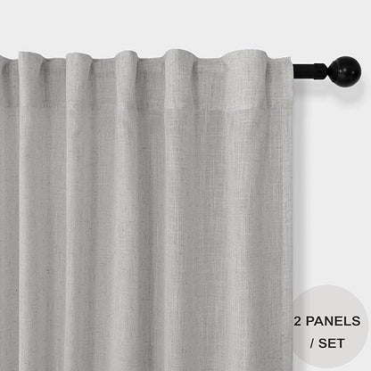 Grey Linen Curtains 63 Inch Length for Bedroom 2 Panels Back Tab Rod Pocket Semi Sheer Energy Efficient Light Gray Curtains for Living Room Kids Nursery Burlap Rustic Farmhouse Dove Silver 52x63 Long
