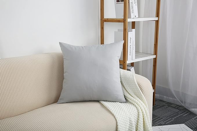 TangDepot Cotton Solid Throw Pillow Cover, 12 INCH x 12 INCH, Gray Stone