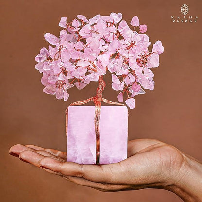 Rose Quartz Trees Gifts for Women, Mom, Sister, Unique Gifts for Her Birthday, Anniversary, 7 Chakra Healing Crystal and Stones for Positivity, Money, Good Luck, Tree of Life Home and Office Decor