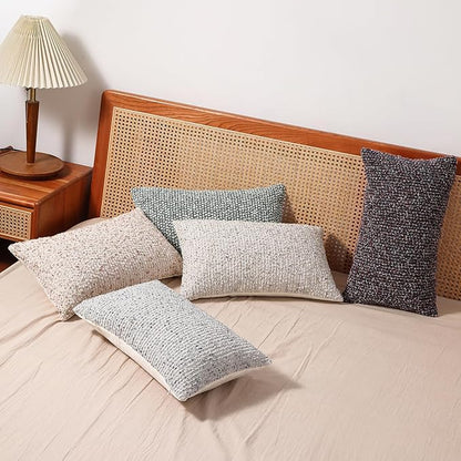 Striped Throw Pillow Covers 12x20 Set of 2 Blue Textured Boucle Chic Morden Boho Accent Farmhouse Rectangular Lumbar Decorative Couch Pillow Covers for Home Decor Bed Sofa Living Room
