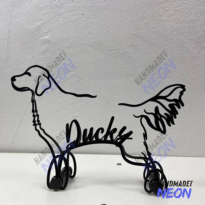 Personalized Golden Retriever Minimalist Sculpture, Custom Dogs Name Metal Desk Decor, Decorative Aesthetic Table Sign Gifts for Officer, Friends, Animal Lover, Kids, Mom, Dad