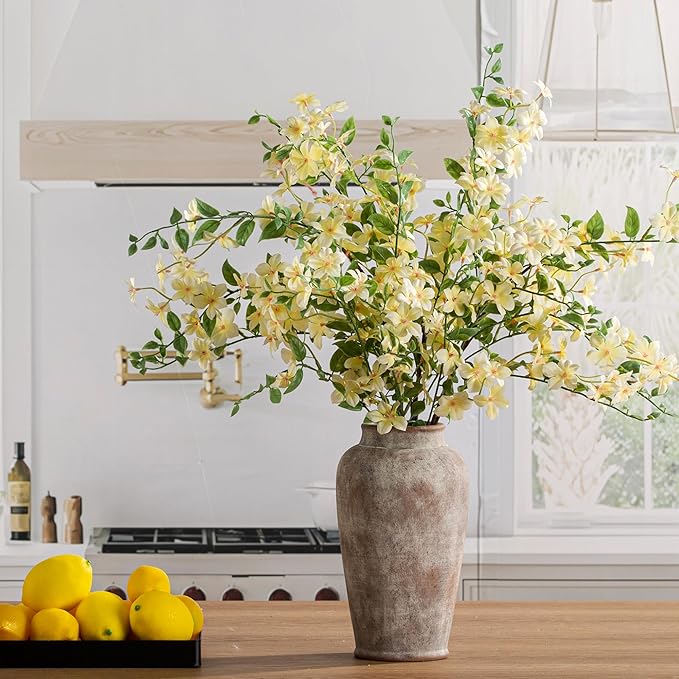 Ceramic Rustic Vase, 11 Inch Large Flower Vase Tall Farmhouse Decorative Vase Floral Pottery Vases for Home Decor Table Living Room Entryway Mantel Bedroom Bathroom Kitchen - Rustic