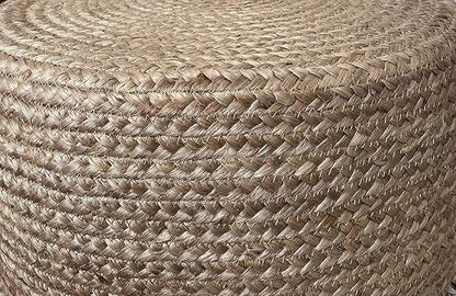 Jute Pouf Ottoman | Footrest Pouf | Hand Braided - Round Boho Pouffe - for Living Room, Bedroom, Nursery (20"x20"x10") Natural