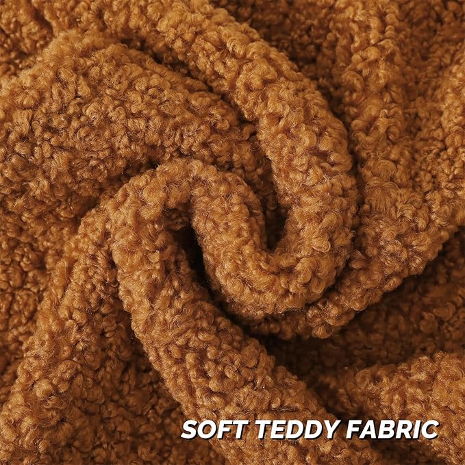 FUTEI Rust Throw Pillow Covers 22x22 Inch Set of 2,Furry Faux Fur Teddy Boucle Textured Cushion Covers,Soft Fluffy Decorative Pillow Case,Home Decor for Couch Bed Living Room Office Car