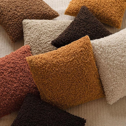 Foindtower 2 Pieces 22x22 Inch Orange, Faux Fur Throw Pillow Cover Accent Sherpa Furry Pillow Covers Fuzzy Soft Pillowcases Cozy Sheepskin Decorative Fleece Cushion Case for Bed Couch Living Room