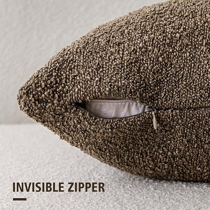 Foindtower Decorative Textured Boucle Throw Pillow Covers Accent Solid Pillow Cases Neutral Long Body Lumbar Couch Cushion Case for Chair Sofa Bedroom Living Room Home Decor 14x36 Inch,1PC,Light Brown