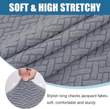 Smiry Waterproof Couch Cushion Covers, Stretch Jacquard Thick Sofa Cushion Covers, Washable Seat Slipcover Elastic Furniture Protector for Pets, Kid (Back Cover M, Light Grey)