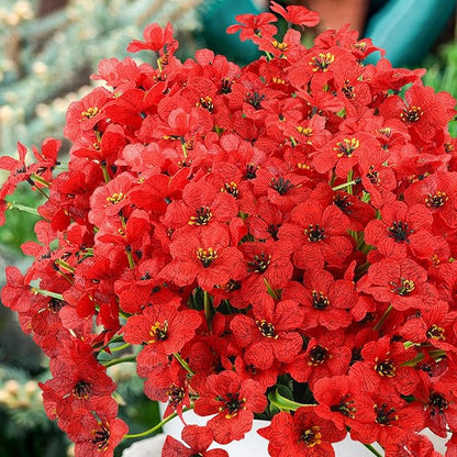 MACTING Artificial Flowers for Outdoors Fake Spring Flowers UV Resistant No Fade Faux Plastic Flowers for Hanging Planters Window Patio Porch Yard Garden Home Indoor Outside Summer Decorations(Red)