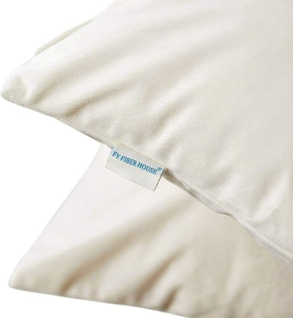FY FIBER HOUSE Pack of 2 Velvet Throw Pillow Covers Decorative Square Pillowcase Soft Solid Cushion Case for Sofa/Couch Use, 20 x 20 Inch White