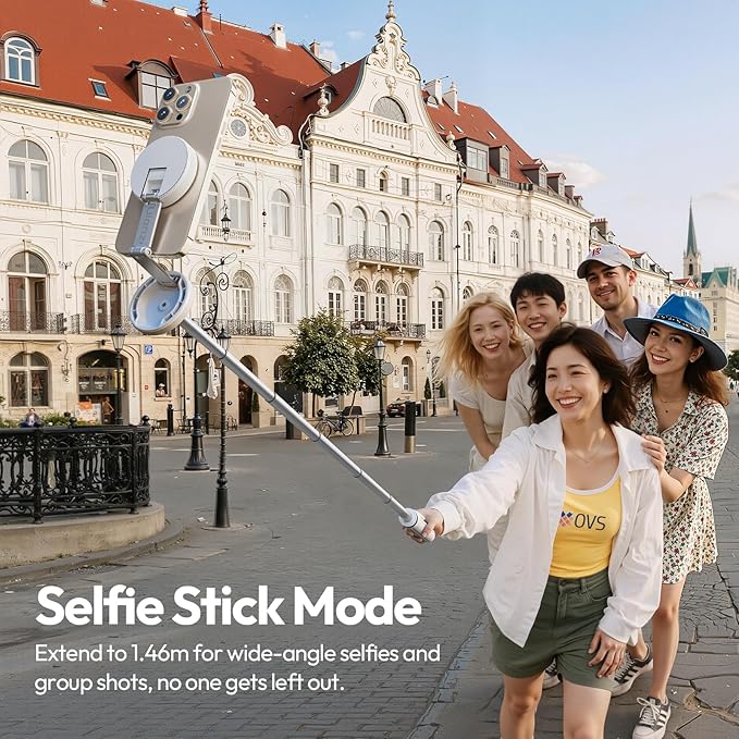 ULANZI Automatic Phone Tripod, MT85 Auto-Open Tripod with Enhanced 4-Leg, 60'' Selfie Stick Extendable Phone Stand, for Content Creation/Vlog, Compatible with iPhone 17/16/15/14/13/12, White
