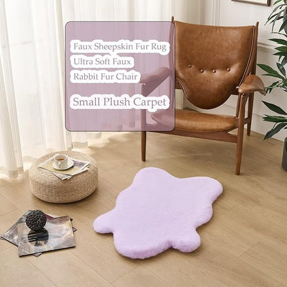 1700GSM Fuzzy Faux Sheepskin Fur Area Rug,Extra Soft Faux Fur Mat,Fluffy Shaggy Fur Rug for Bedroom Living Bedside Rug Room Decor-Lavender, 4 x6 ft