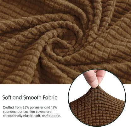 CHUN YI 3Piece Stretch Couch Cushion Covers, Sofa Seat Slipcovers for Pets, Suitable for Armchair Loveseat Sofa with Spandex Jacquard Washable Fabric(3Piece,Coffee)