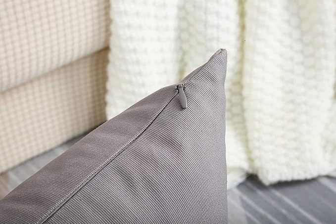 TangDepot Set of 2 Handmade Decorative Solid 100% Cotton Canvas Throw Pillow Covers/Cushion Covers, 45 Colors Available - (16"x16" 2 Pieces, Taupe)