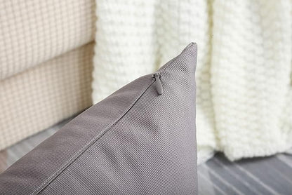 TangDepot Set of 2 Handmade Decorative Solid 100% Cotton Canvas Throw Pillow Covers/Cushion Covers, 45 Colors Available - (16"x16" 2 Pieces, Taupe)