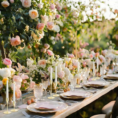Gold Taper Candle Holders for Wedding Table Centerpiece,Tall Taper Candlestick Holders Bulk Set of 27,Metal Candle Stick Holder for Table or Mantel Centerpiece,Dinning,Festival,Party Home Decor