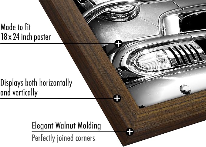 Americanflat 18x24 Poster Frame with Polished Plexiglass - Wide Picture Frames Made of Engineered Wood for Vertical or Horizontal Wall Display - Epic Collection - Mahogany