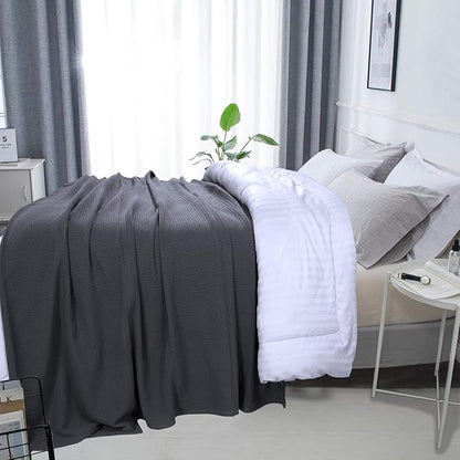 DOLLCENT 100% Cotton Queen Size Blanket for Bed, Premium Soft Combed Lightweight Blankets, Washed Breathable Cozy Bed Throw Blanket, Grey Queen Cotton Blankets for All Season: Grey (90"x90")