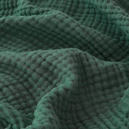 EMME Cotton Muslin Twin XL Blanket Breathable Gauze Blanket Soft Lightweight Blankets Adults Gifts for Women (Forest Green, 66"x90")