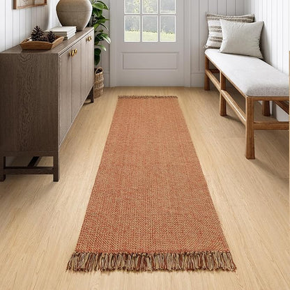 Collive Long Hallway Rug, 2.6' x 7', Washable Indoor Entryway Rug, Terracotta Braided Woven Rugs, Low-Profile Floor Carpet for Laundry Room, Bedroom