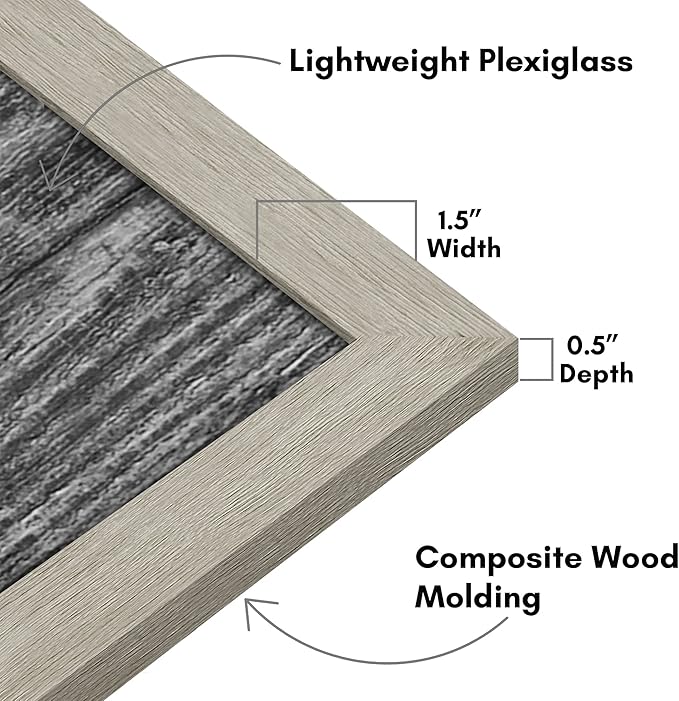 Americanflat 16x20 Picture Frame with Polished Plexiglass - Wide Picture Frames Made of Engineered Wood for Vertical or Horizontal Wall Display - Epic Collection - Grey