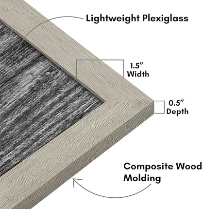 Americanflat 16x20 Picture Frame with Polished Plexiglass - Wide Picture Frames Made of Engineered Wood for Vertical or Horizontal Wall Display - Epic Collection - Grey