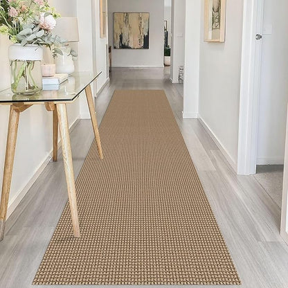 IOHOUZE Washable Runner Rug 2.6x10 Non Slip Rubber Backed Long Hallway Runner Entryway Runner Indoor, Kitchen Rugs Woven Cotton Floor Carpet for Hall Entrance, Orange/Tan/Brown