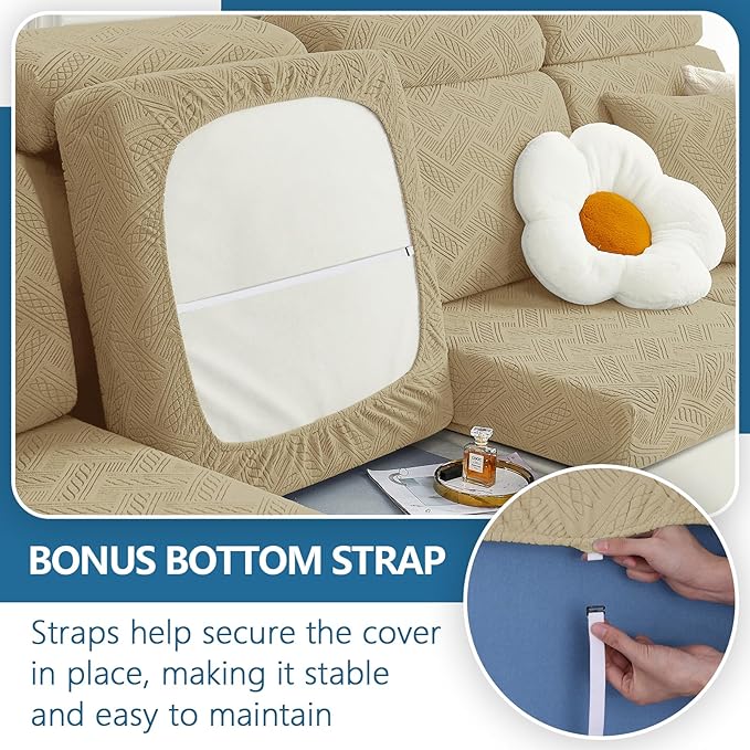 hyha Individual Couch Cushion Covers, Stretch Magic Sofa Seat Cushion Covers Washable, Dog Couch Sofa Slipcover for Pets, Kid with Elastic Bottom(2PC, Taupe)