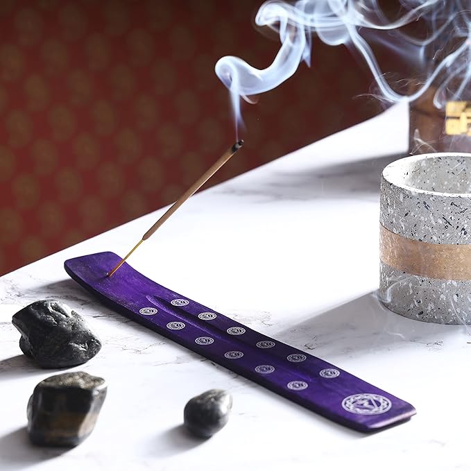 Bless-International Traditional-Handmade-Burner Wooden-Incense-Stick-Holder Ash-Catcher-Stand for-Aromatherapy-Meditation-Yoga (Heavens Blue) 10 Inches, Pack of 2