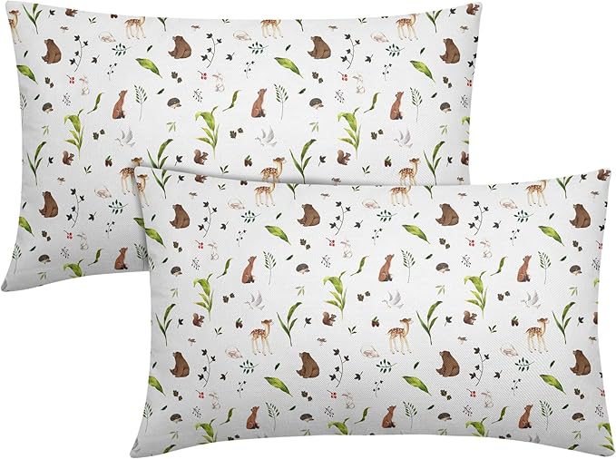 Neutral Spring Pillow Covers 12x20 Set of 2 Forest Throw Pillow Covers Rustic Pillowcase Linen Decoration Farmhouse Soft Decorative Plants Animals Cushion Case Couch for Indoor Outdoor Home Decor