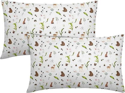 Neutral Spring Pillow Covers 12x20 Set of 2 Forest Throw Pillow Covers Rustic Pillowcase Linen Decoration Farmhouse Soft Decorative Plants Animals Cushion Case Couch for Indoor Outdoor Home Decor