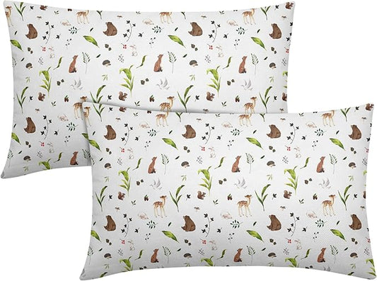 Neutral Spring Pillow Covers 12x20 Set of 2 Forest Throw Pillow Covers Rustic Pillowcase Linen Decoration Farmhouse Soft Decorative Plants Animals Cushion Case Couch for Indoor Outdoor Home Decor