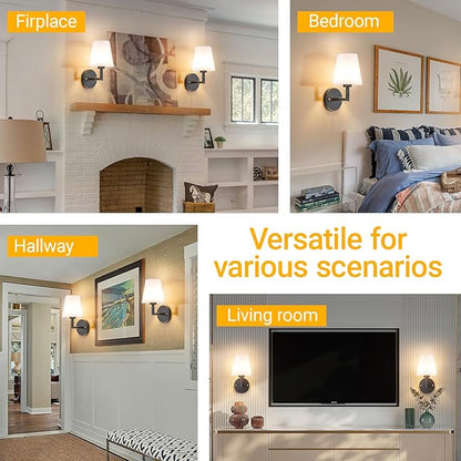 Battery Operated Wall Sconces Set of 2, Wireless Wall Light with 10000mAh RGB Dimmable Magnetic Bulb, Rechargeable Wall Sconce with Remote Control for Bedroom Living Room