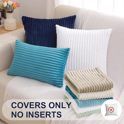 Simmore Decorative Spring Euro Sham Throw Pillow Covers 26x26 Set of 2, Soft Natural Plush Flannel Double-Sided Fluffy Couch Pillow Covers for Sofa Living Room, Teal