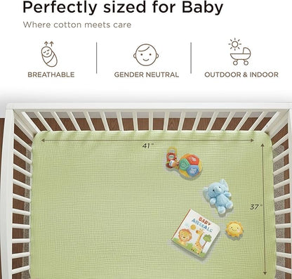 Threadmill Muslin Baby Blanket | 4 Layer Swaddle Blankets for Newborns| Multi-Use Muslin Blankets 41 x 37| Ultra-Soft Breathable Baby Wrap for Boys & Girls| Registry Essential| Sage Green