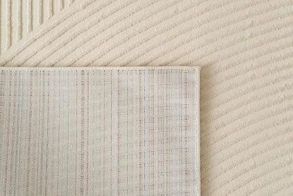 Revival Rugs Record 5'3"x8' Washable Area Rug for Living Room Bedroom - 100% Recycled Oeko-TEX Certified, Medium Pile, Beige, Cream