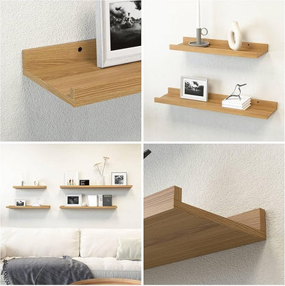 Boswillon 47.2 Inches Long Floating Shelves Wall Mounted, 2 Set Rustic Wall Shelf for Bedroom, Nursery Book Shelf with Lip, Picture Ledge Shelf for Wall Decor Living Room Bathroom Kitchen - Oak