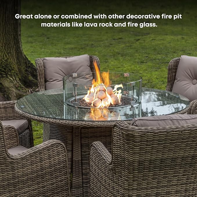 Stanbroil Ceramic Balls - 3” Round Fire Stones for Fire Pit Fire Bowl and Fireplace - Set of 15, Gray