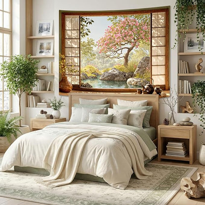 Lifeel Japanese Scenery Tapestry, Aesthetics Nature Landscape Tapestries, Asian Home Decor for Bedroom Meditation Room Living Room, 60x80 inches
